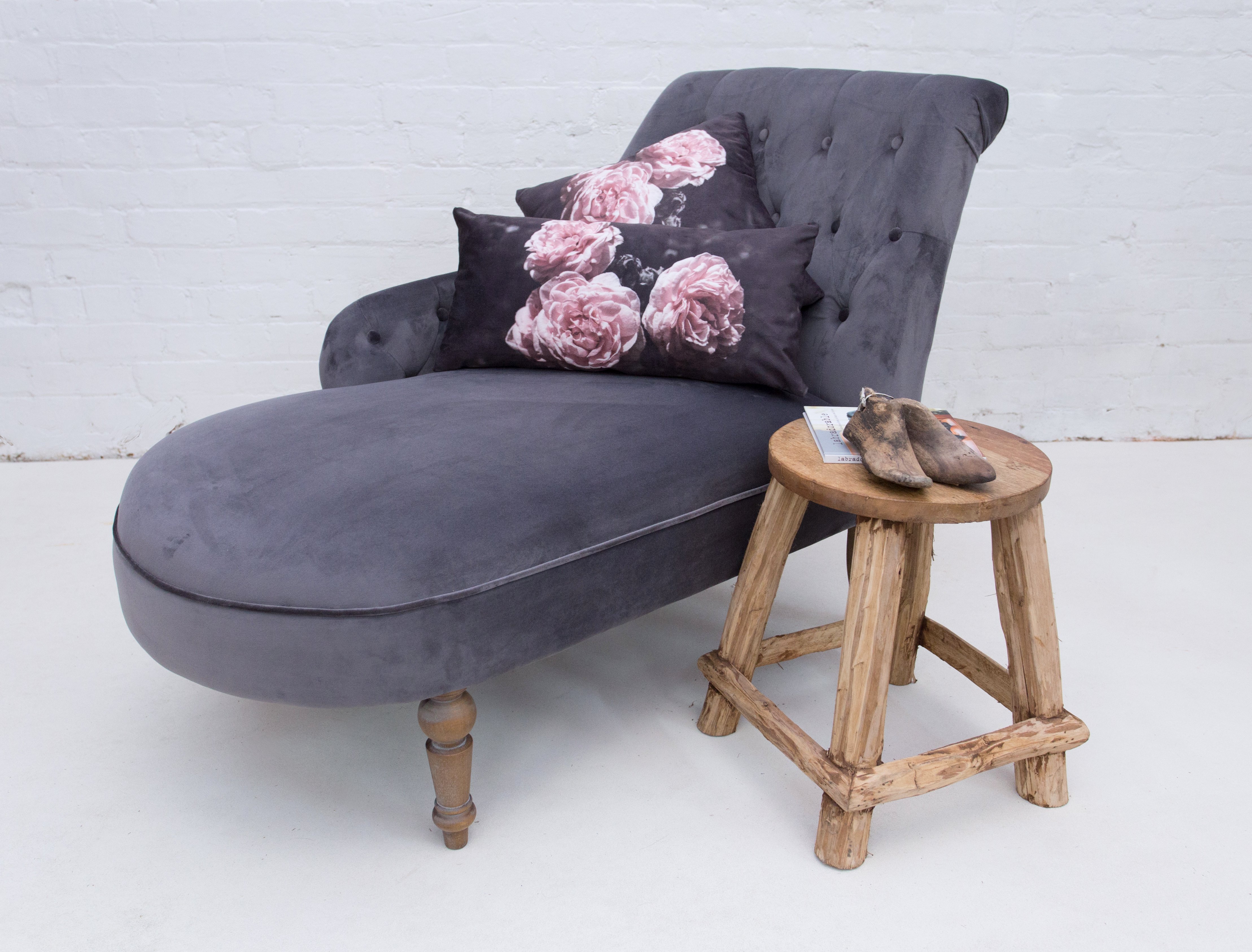 Chaise Lounge Silver Velvet Furniture Road