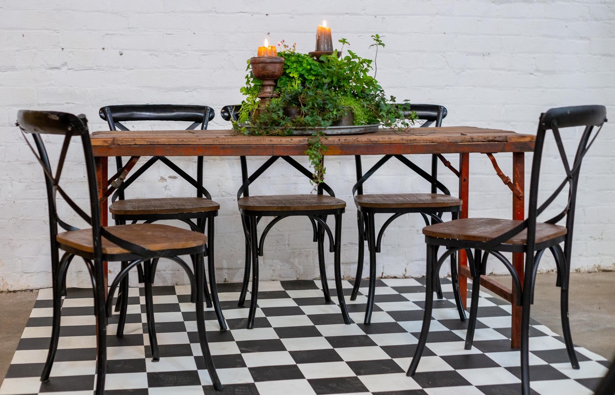 rustic woodiron folding dining table