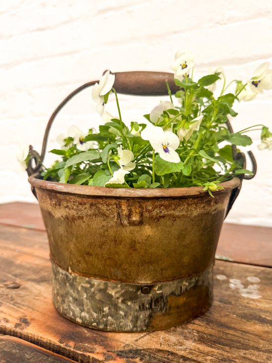 Set 2 round iron buckets with handle - Image 2