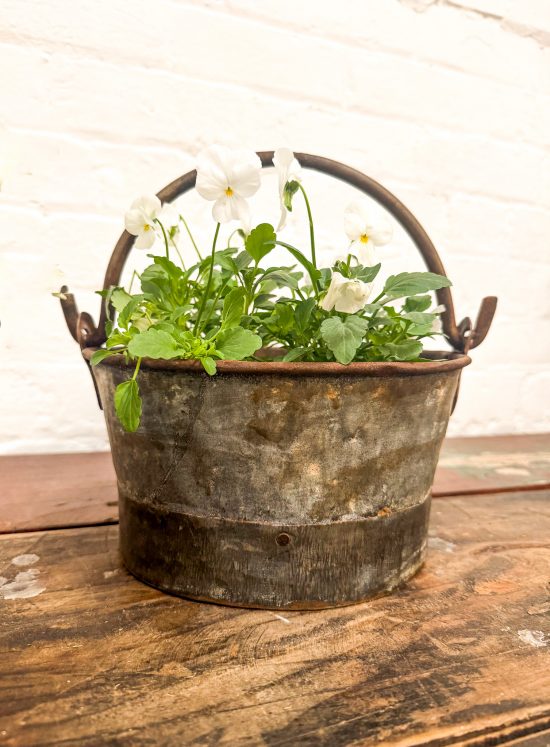 Set 2 round iron buckets with handle - Image 3