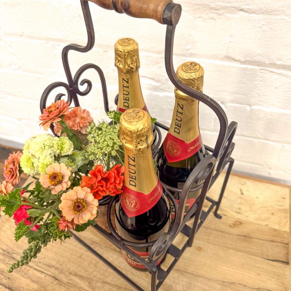 Iron 4 Bottle Iron Trug - Black