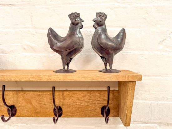 Wooden Shelf w/5 Iron Hooks - Image 5