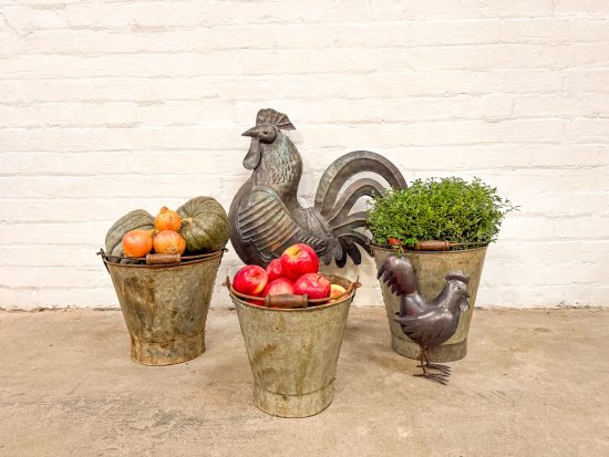 Set 3 Original Iron Buckets w/wood handle - Image 2