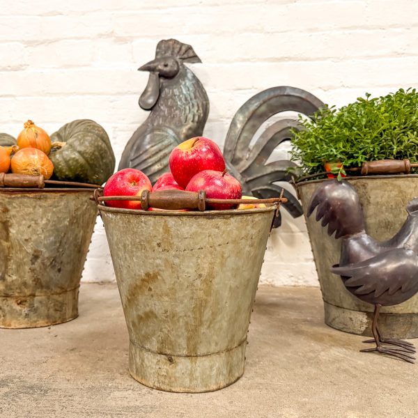 Set 3 Original Iron Buckets w/wood handle