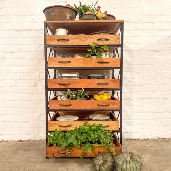 Wood/Iron 6 drawer/shelf Cabinet