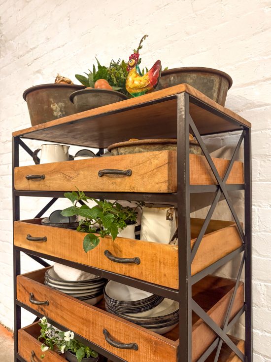 Wood/Iron 6 drawer/shelf Cabinet - Image 2