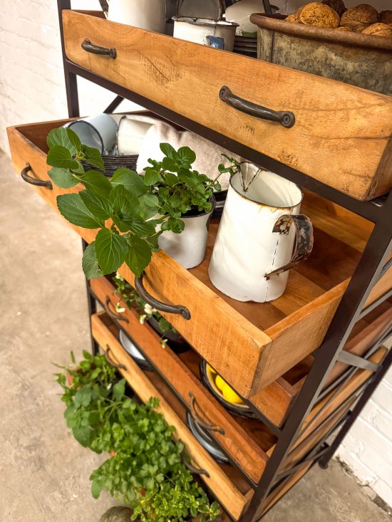 Wood/Iron 6 drawer/shelf Cabinet - Image 4