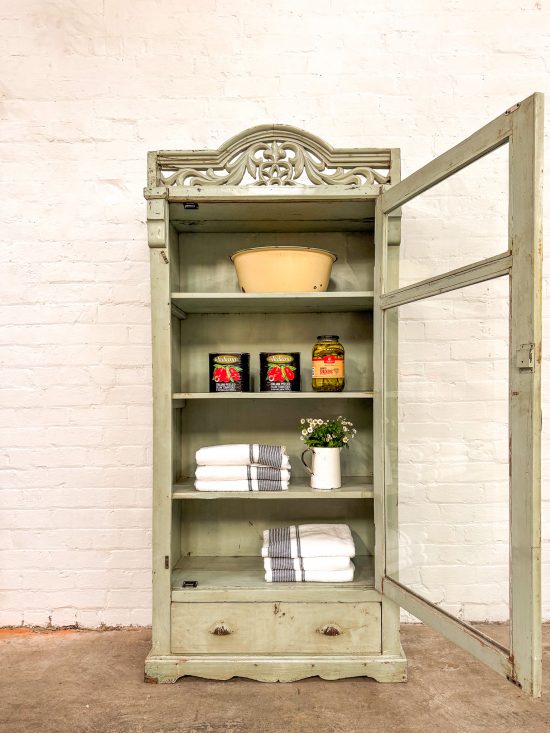 Original Duck Egg Blue Ornate Display Cabinet w/drawer - Image 5