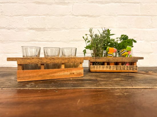 Wooden 6 glass trug - Image 4