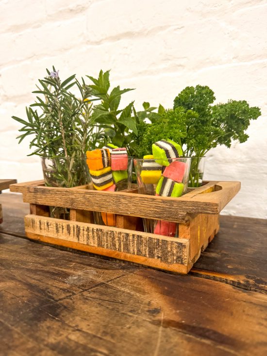 Wooden 6 glass trug