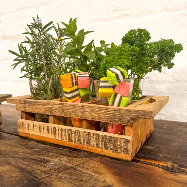 Wooden 6 glass trug