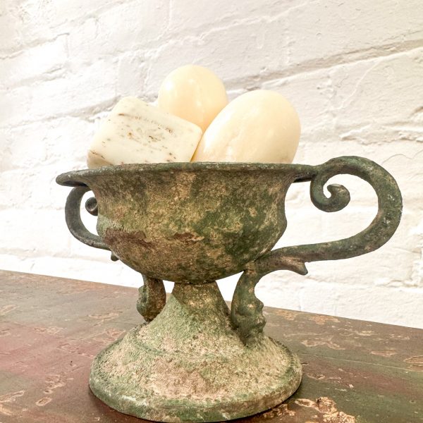 Tiny metal urn w/handles