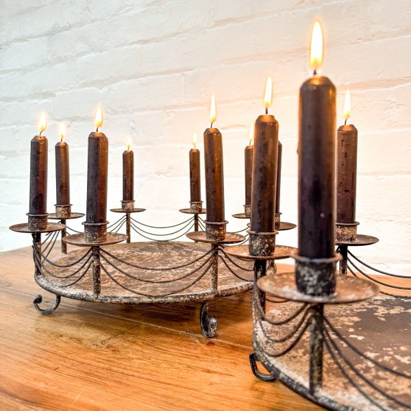 Set 2 Round Metal Candle Stands